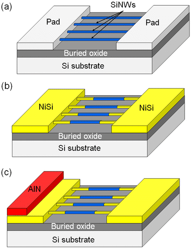 Figure 2. Schematic illustration of the main steps of the process used to fabricate the SiNW-μTEG.