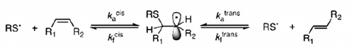 Scheme 2. Reaction mechanism for the cis–trans isomerization catalyzed by thiyl radicals.
