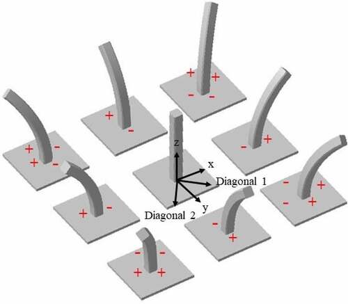 Figure 7. The motion sketch of the square rod-shaped IPMC.