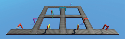 Figure 8. Unity simulation of the modular production system.