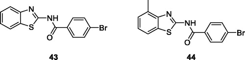 Figure 26. Benzamide containing benzothiazoles 43 and 44.