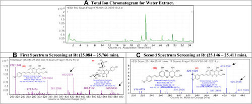 Figure 4 The LC/MS spectrum for diethyl ether extract.