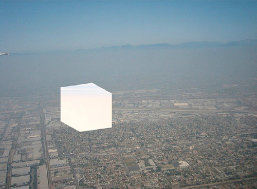 Fig 1. Amy Balkin, Public Smog (2004–ongoing), Public Smog over Los Angeles.Public Smog first opened during the 2004 summer smog season over California’s South Coast Air Quality Management District, which includes Los Angeles and Orange County. Image courtesy of the artist