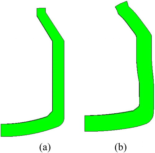 Figure 4. Relative displacement of the working lining (a) before preheating and (b) after service (scale factor: 20).