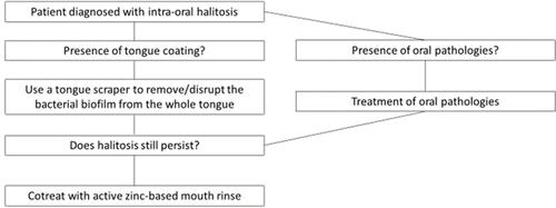 Figure 4 Simple, step-wise approach for the management of intra-oral halitosis in a general dental practice.