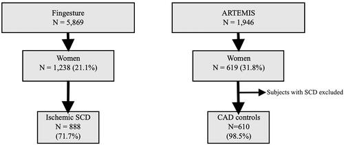Figure 1. Flow chart of the study population selection. SCD indicates sudden cardiac death and CAD indicates coronary artery disease.