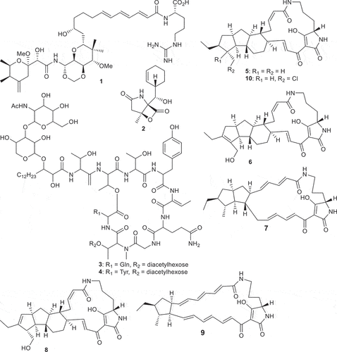 Figure 2. Structures of compounds 1–10 discussed in this article.