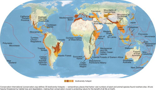 Biodiversity hotspot map.