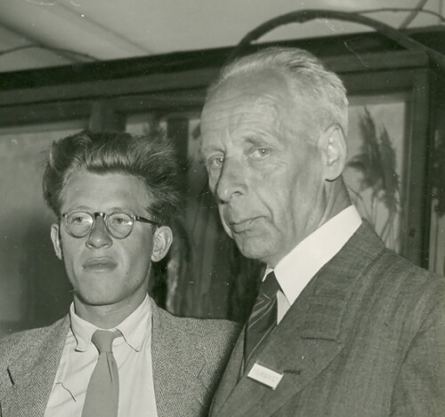 Figure 2. Right: photograph of Frans Florschütz (1887‒1965); left: his student Thomas van der Hammen (1924‒2010) who succeeded Florschütz as the head of the Palaeobotany Department after his retirement. Source: personal archive T. van der Hammen.