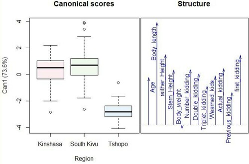 Figure 4. Canonical representation of the morphometric traits and reproductive performances associated with individuals by state.