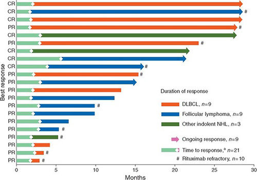 Figure 3 Time and duration of response to tafasitamab in non-Hodgkin lymphoma.