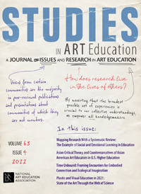 Cover image for Studies in Art Education, Volume 63, Issue 4, 2022