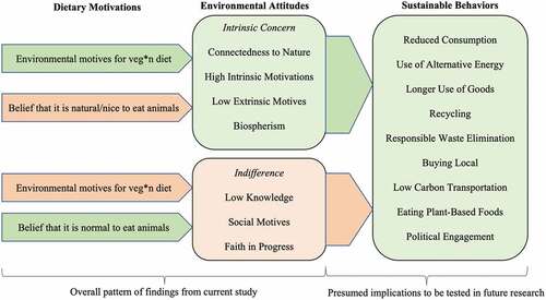 Figure 1. Four potential dietary motivational pathways to increase environmental attitudes and sustainable behaviors