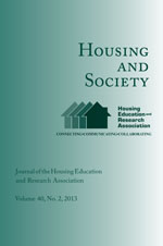 Cover image for Housing and Society, Volume 40, Issue 2, 2013