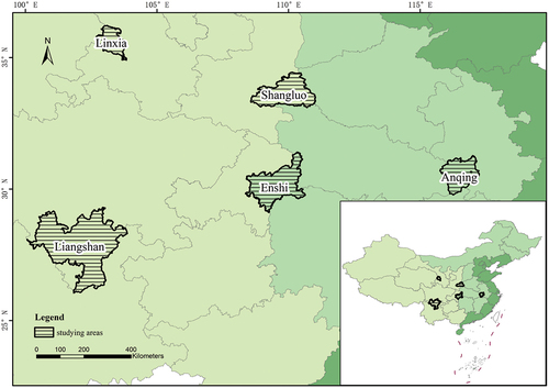 Figure 1. Locations of study areas.