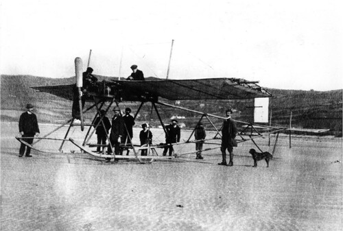 Figure 11. Williams sitting in the cockpit of Bamboo Bird on the beach at Llanddona. (Bangor University Archives and Special Collections).