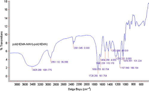 Figure 1. Difference spectrum of PHEMAH–PHEMA cryogels.