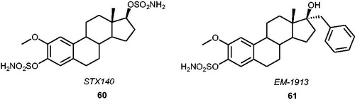 Figure 7. Chemical structures of STX140 60 and EM-1913 61.