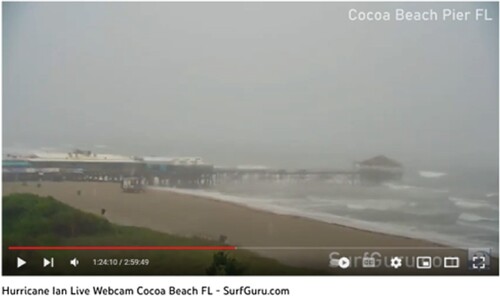 Figure 2. Screenshot of an existing beach webcam repurposed as a ‘Hurricane Ian Live Webcam’.