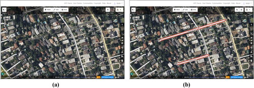 Figure 6. Examples of web-based collaborative mapping using OSM: (a) before editing, (b) after editing.