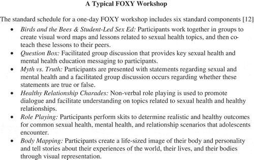 Figure 1. A typical FOXY workshop.