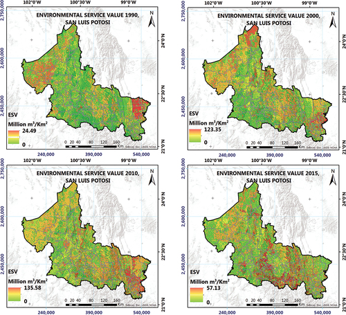 Figure 6. Spatial distribution of ESV.