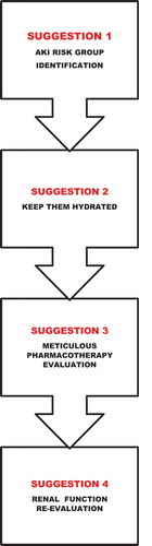 Figure 1. Suggestions for primary prevention of acute kidney injury in ambulatory patients