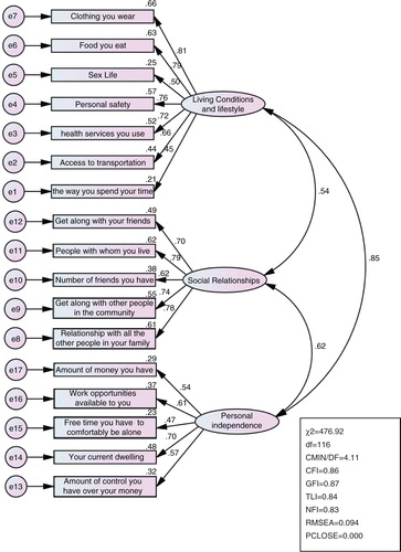 Fig. 1 Confirmatory factor analyses: initial non-respecified model.