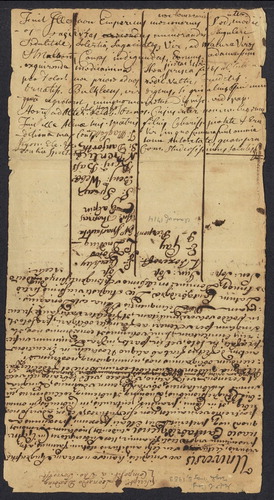 FIGURE 2. Thomas Foxcroft et al., Declaration signed by Harvard students to not speak in the vernacular for one year, 1712 August 23, seq. 1. HUD 712.90, Harvard University Archives. Reproduced with permission from the Harvard University Archives. https://nrs.harvard.edu/urn-3:HUL.ARCH:16732625. In order to highlight the relevant discussion of Gershom Bulkeley, this image has been reoriented from the manner it appears on the online viewer.