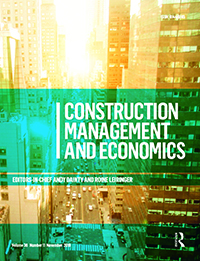 Cover image for Construction Management and Economics, Volume 36, Issue 11, 2018