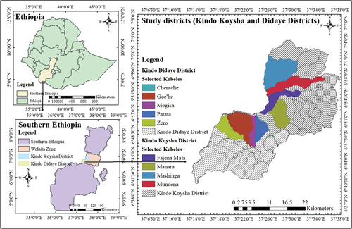 Figure 1. The study area map, Wolaita zone, southern Nation, Nationalities, and Peoples regional state (SNNPR) of Ethiopia.