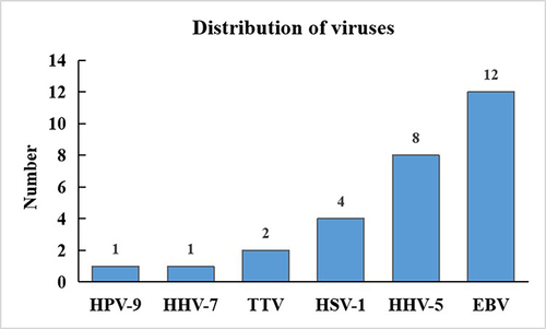 Figure 3 Distribution of virus in non-HIV-infected patients with PJP.