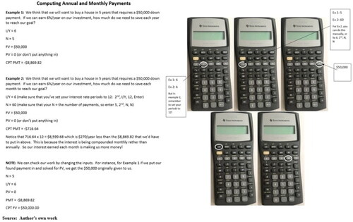 Figure 3. Sample Calculator Instructional Handout for Students.