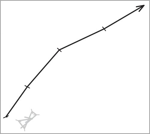 Figure 3. Example bird trajectories, showing one trajectory of flight (black) and one trajectory of foraging (gray).