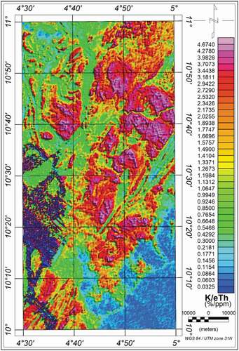 Figure 12. Potassium-to-thorium ratio map