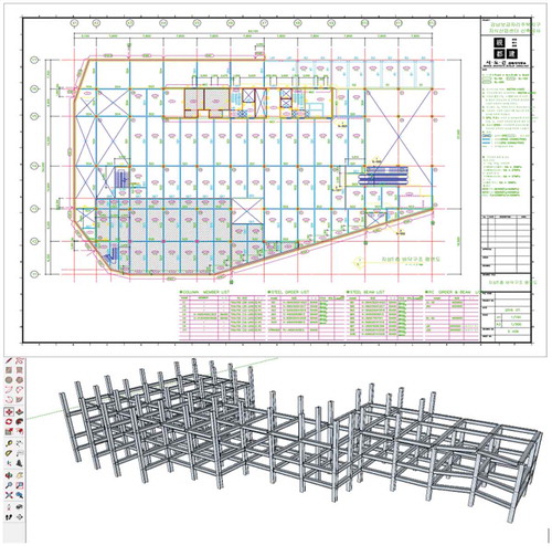 Figure 5. 2D drawings (up) and 3D modelling (down)