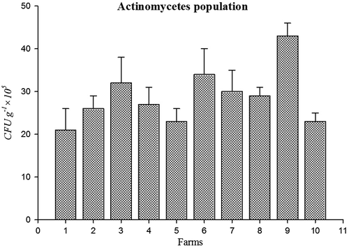 Figure 5.  Actinomycetes population in farming soils.