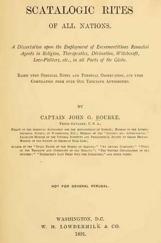Figure 2. The title page of the 1891 edition of John G. Bourke’s compendium. Courtesy of Archive.org. Public Domain.