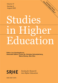 Cover image for Studies in Higher Education, Volume 47, Issue 8, 2022