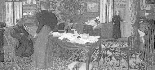 Fig. 4. Edouard Vuillard, Large Interior with Six Figures, 1897, oil on canvas, 88 × 193 cm, Kunsthaus, Zurich.