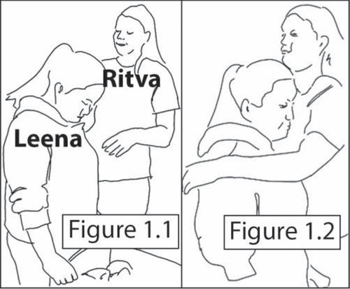 Figures 1.1–1.2 Ritva approaches and puts arm around Leena.
