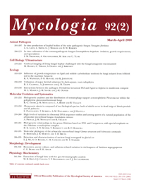 Cover image for Mycologia, Volume 92, Issue 2, 2000