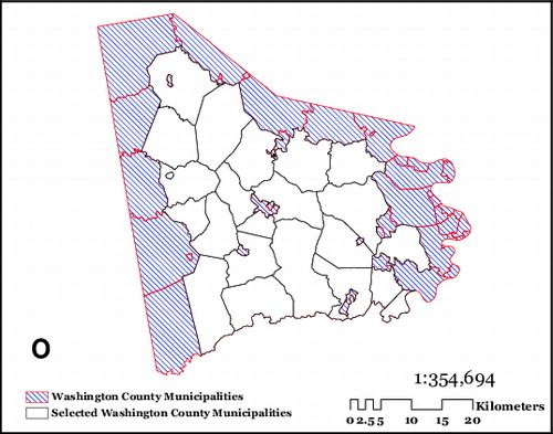 Fig. 1. Selection of relevant study municipalities of Washington County, Pennsylvania, USA.