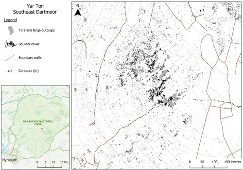 Figure 10. Geomorphology map of Yar Tor, Southeast Dartmoor.