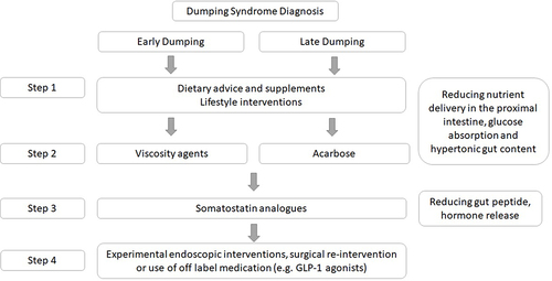 Figure 1 Stepwise approach for management of dumping syndrome.