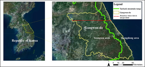Figure 2. Map of Korea highlighting the location of Gangwon-do. Source: Kakaomap (https://map.kakao.map)