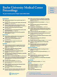 Cover image for Baylor University Medical Center Proceedings, Volume 31, Issue 3, 2018