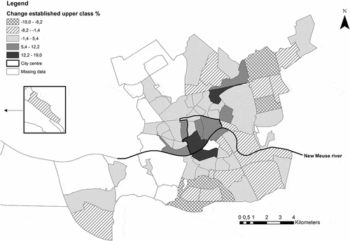 Figure 1b. Change in the established upper class in Rotterdam, 2008-2017