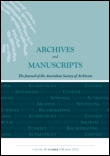 Cover image for Archives and Manuscripts, Volume 41, Issue 1, 2013