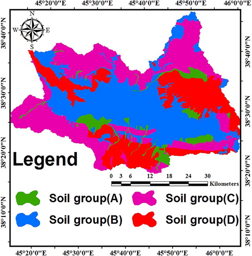 Figure 3 Map of soil hydrological groups of the studied area. Source: Author